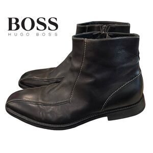 BOSS Hugo Boss Black Leather Chelsea Chukka Boots 9.5